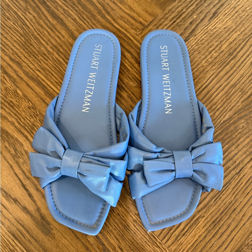 Stuart Weitzman Light Blue Bow Sandals
